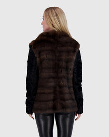 Horizontal Sable Jacket With Lamb Sleeves | Barguzine
