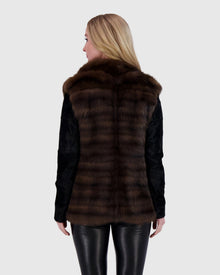 Horizontal Sable Jacket With Lamb Sleeves | Brown