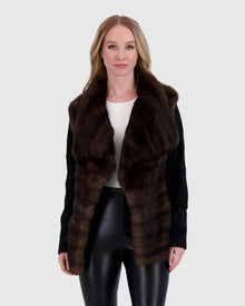 Horizontal Sable Jacket With Lamb Sleeves | Brown
