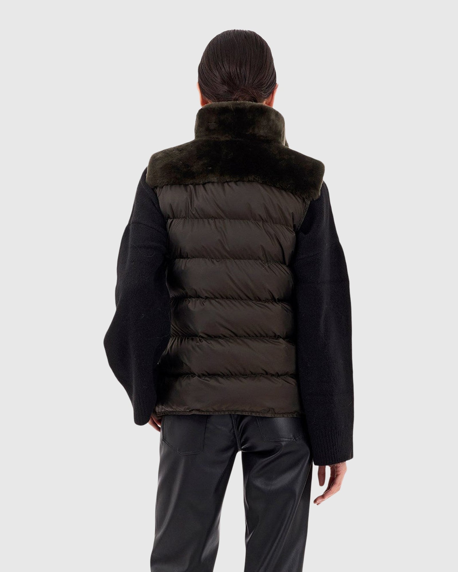 Horizontal Select Shearling Lamb Vest With Quilted Back | Army Green/Army Green