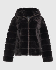 Horizontal Select Shearling Lamb Zip Jacket With Hood | Brown