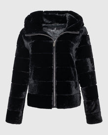 Horizontal Select Shearling Lamb Zip Jacket With Hood | Black (V2)