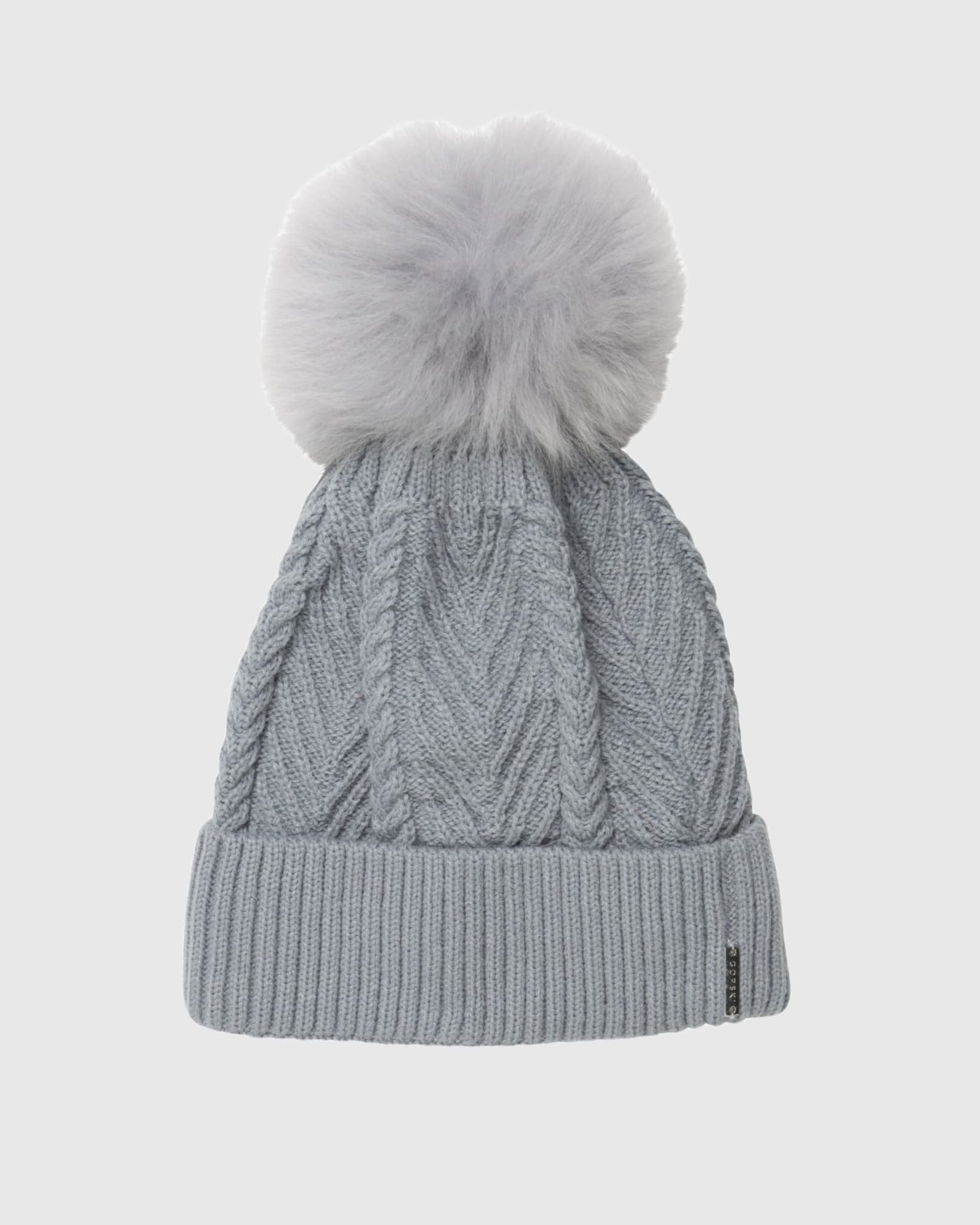 Knit Beanie Hat With Select Lamb Pompom | Gray/Gray