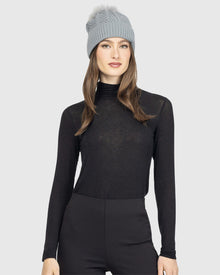 Knit Beanie Hat With Select Lamb Pompom | Gray/Gray