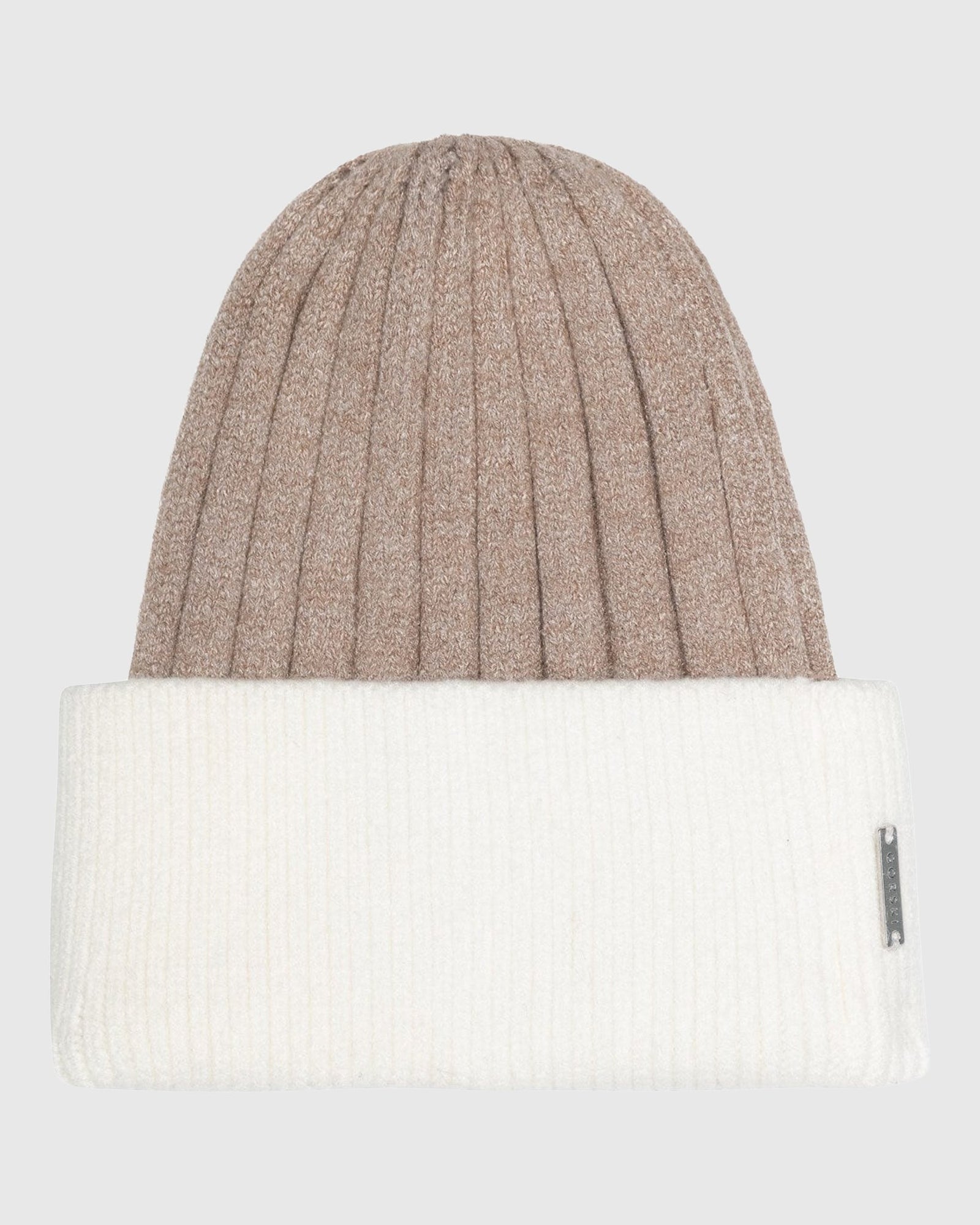 Knit Hat | White/Taupe