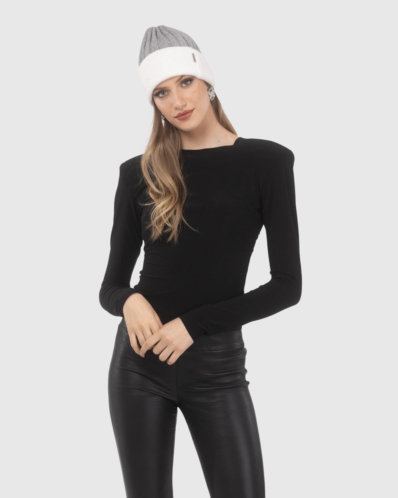 Knit Hat | White/Gray