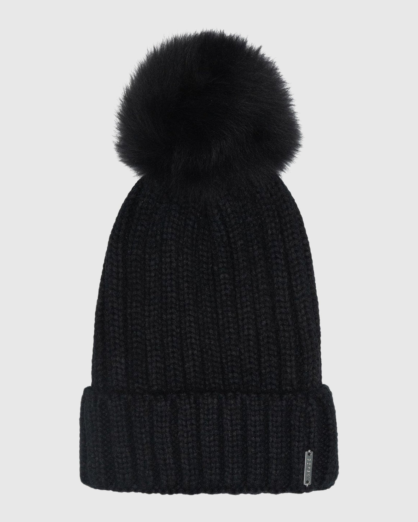 Knit Hat with Select Lamb Pom | Black/Black