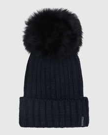 Knit Hat With Select Lamb Pom | Navy/Black