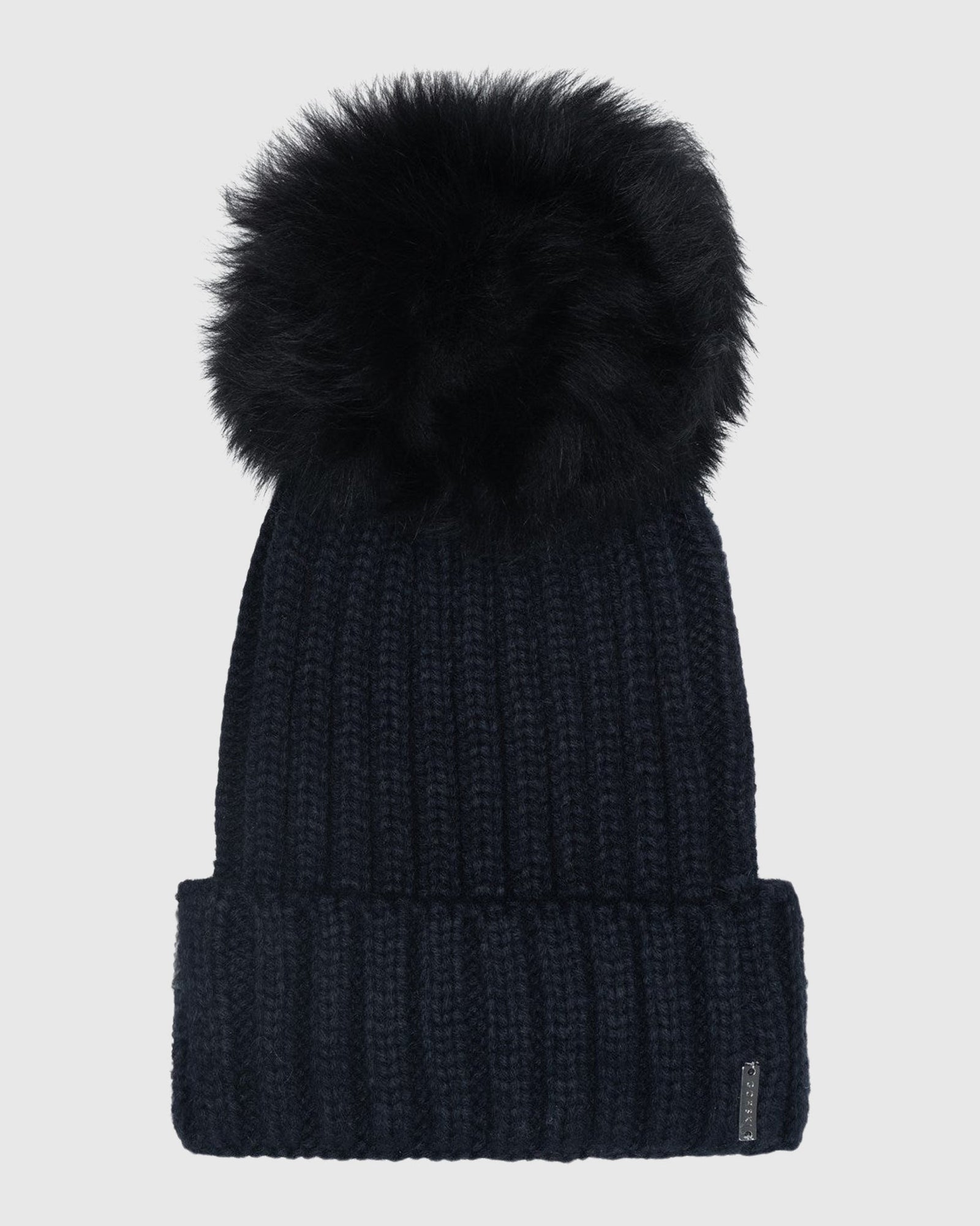 Knit Hat With Select Lamb Pom | Navy/Black