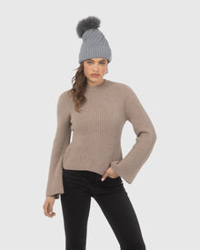 Knit Hat with Select Lamb Pom | Gray/Gray