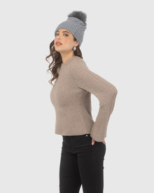 Knit Hat with Select Lamb Pom | Gray/Gray