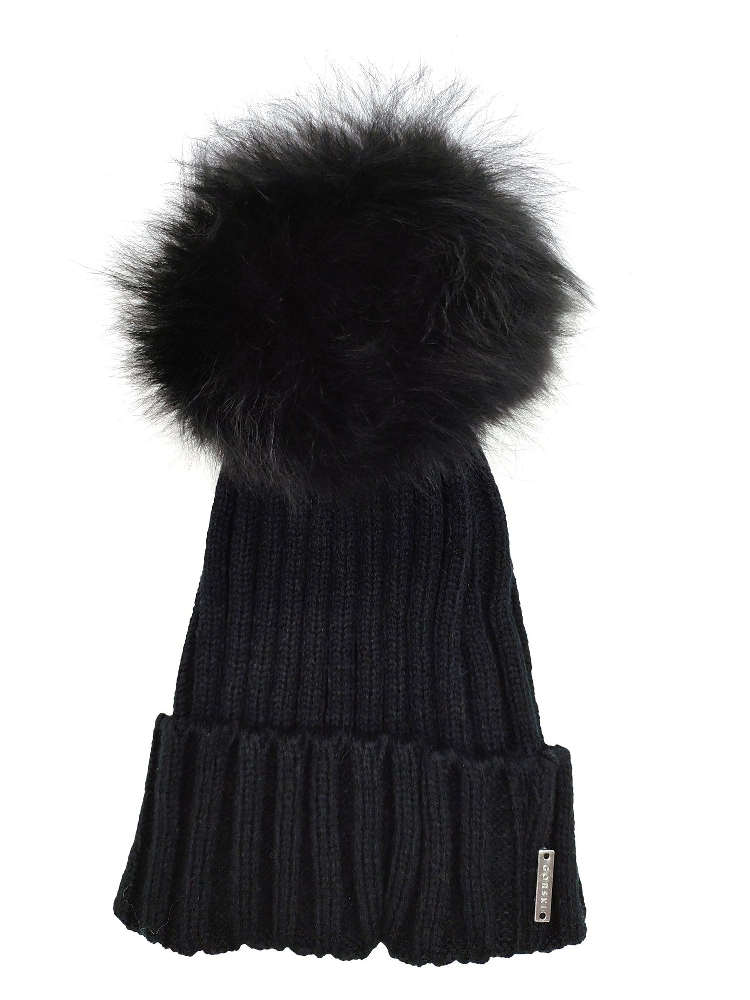 Knit Hat With Select Lamb Pompom | Women | Black x Black