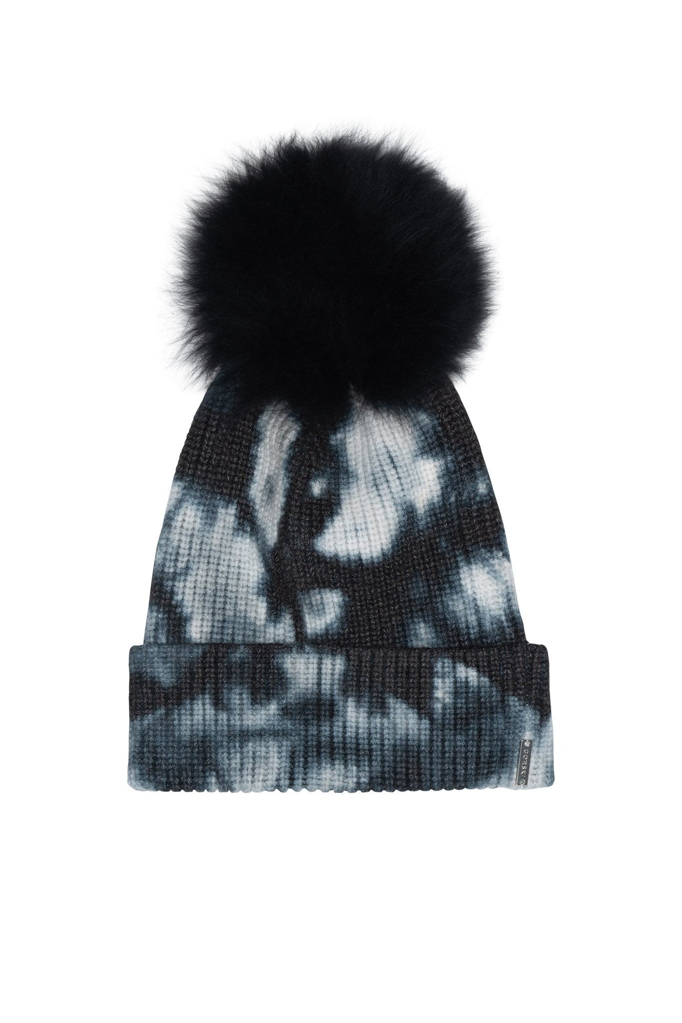 Knit Hat With Select Lamb Pompom | Women | Gray Tie Dye x Black