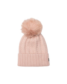 Knit Hat With Toscana Shearling Lamb Pompom | Women | Pink x Pink