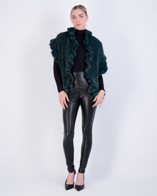 Knit Mink Ruffle Stole | Women | Emerald