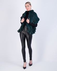 Knit Mink Ruffle Stole | Women | Emerald