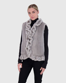 Knit Mink Ruffle Vest | Sapphire