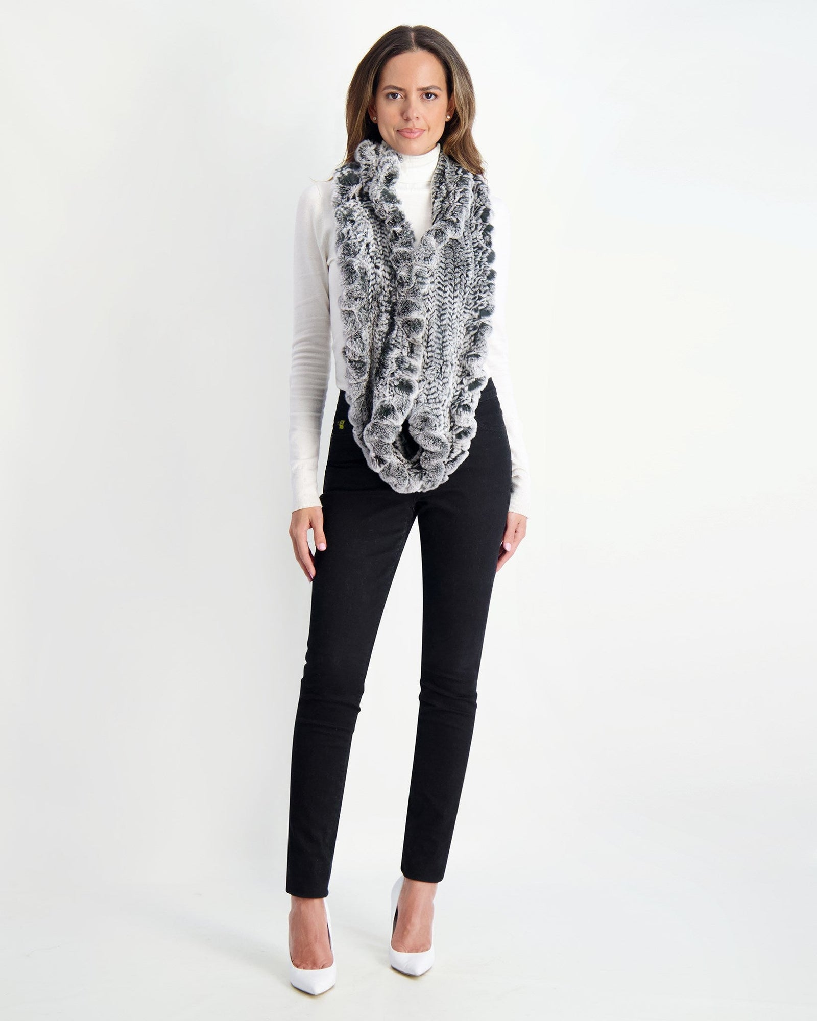 Knit Rex Rabbit Infinity Scarf | Women | Black Snowtop