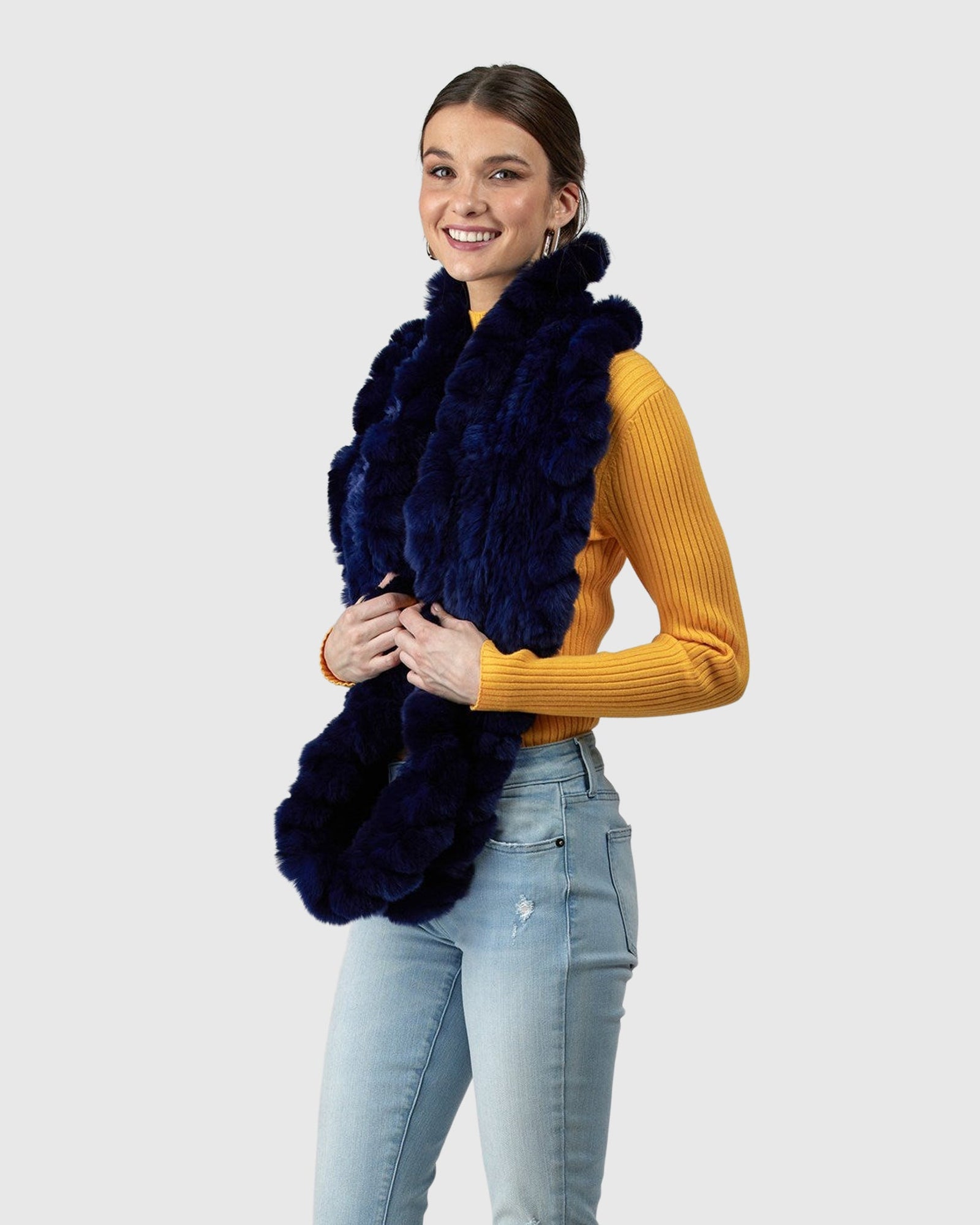 Knit Rex Rabbit Infinity Scarf | Navy