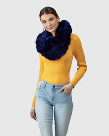 Knit Rex Rabbit Infinity Scarf | Navy