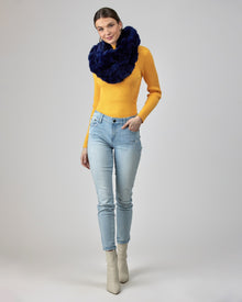 Knit Rex Rabbit Infinity Scarf | Women | Navy