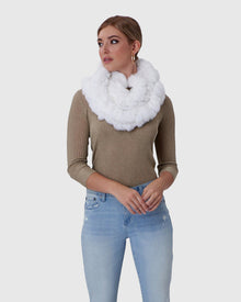 Knit Rex Rabbit Infinity Scarf | Bleached White