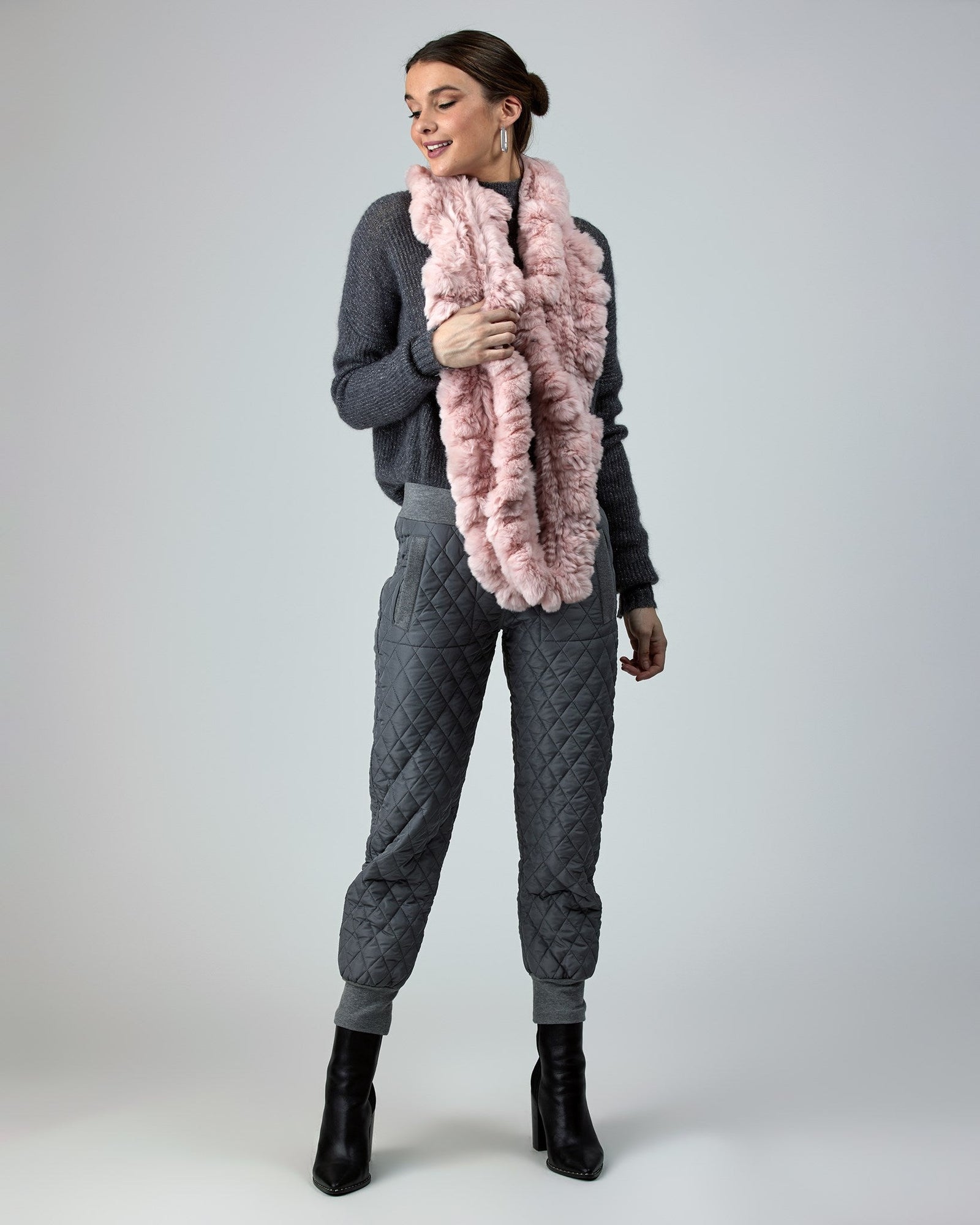 Knit Rex Rabbit Infinity Scarf | Women | Pink