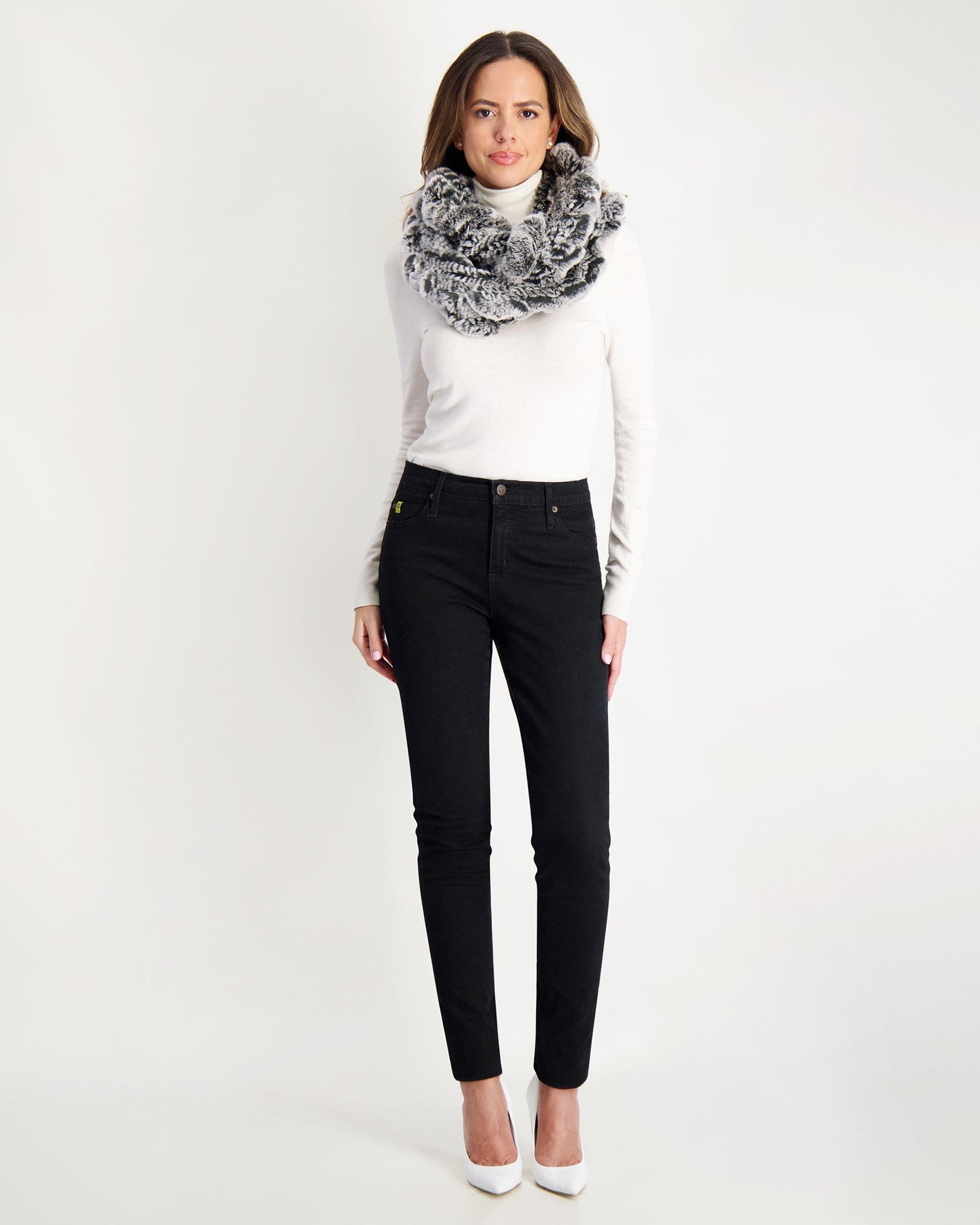 Knit Rex Rabbit Infinity Scarf | Women | Black Snowtop