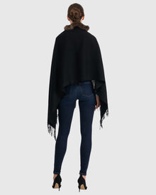 Knit Ruffle Cashmere Stole With Sable | Black/Uptone