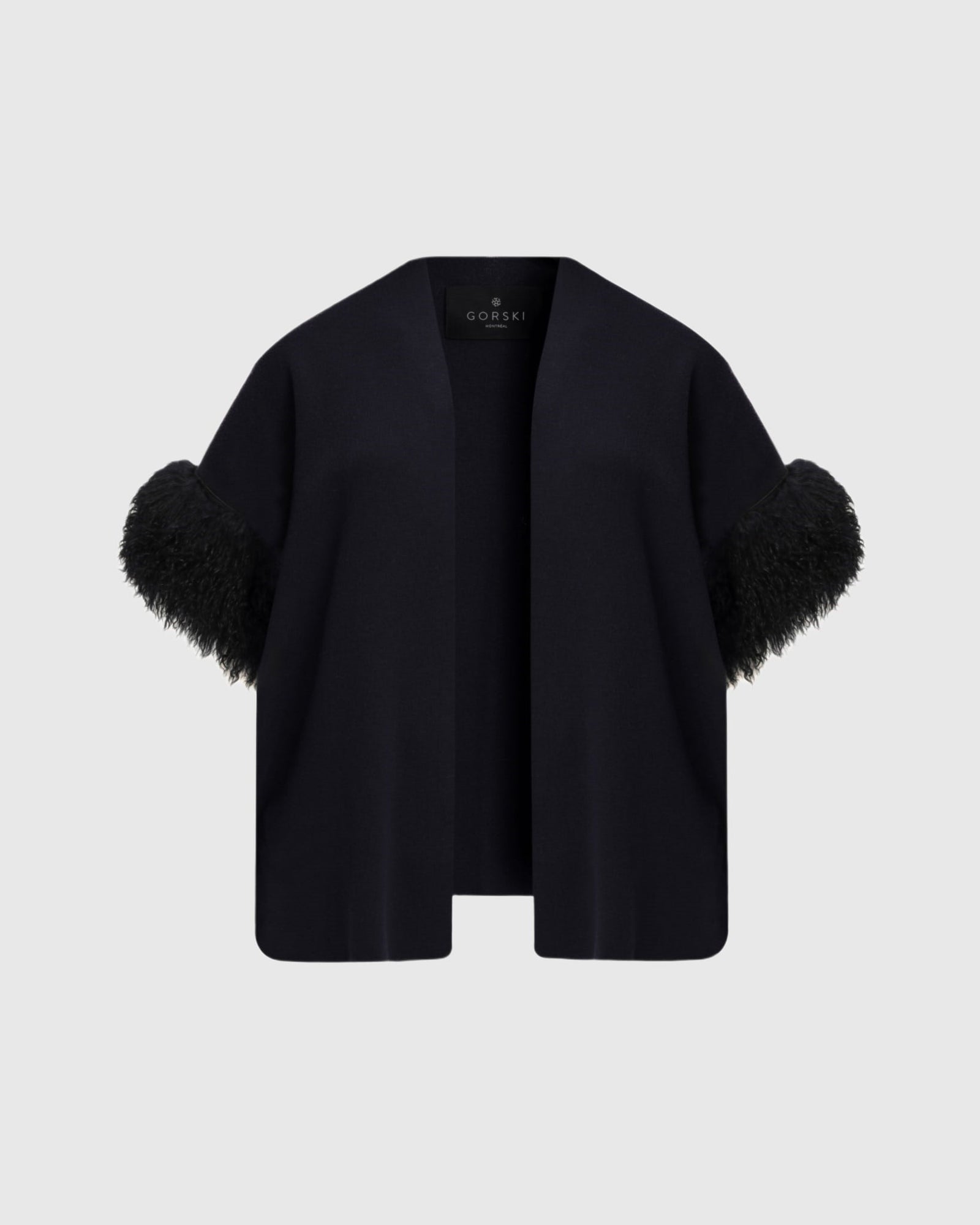 Knit Vest With Select Mongolian Shearling Lamb Trim (Tg) | Navy