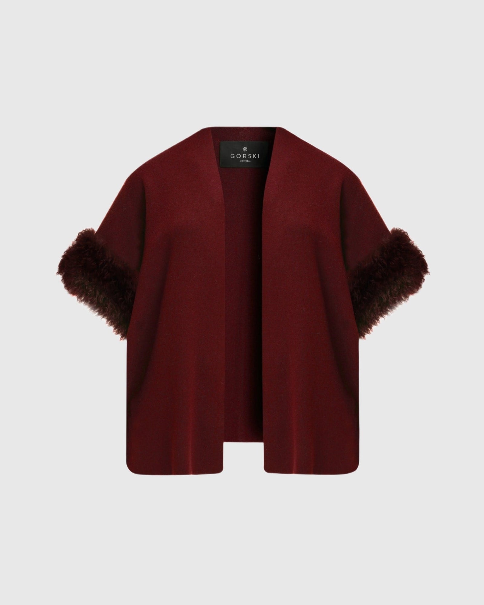 Knit Vest With Select Mongolian Shearling Lamb Trim (Tg) | Burgundy