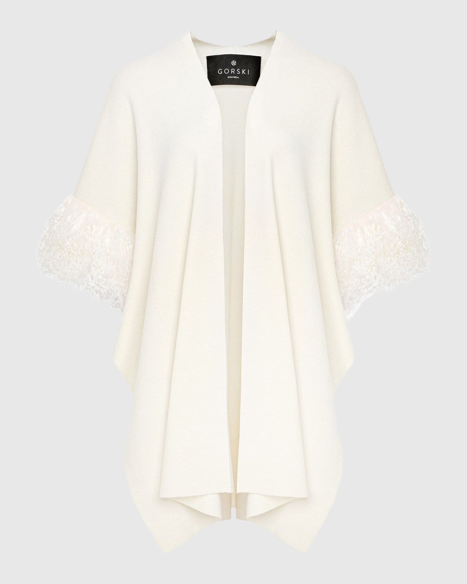 Knit Vest With Select Mongolian Shearling Lamb Trim (Tg) | Ivory