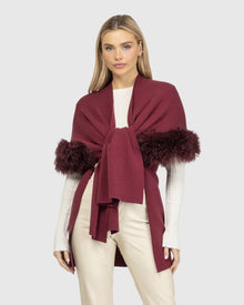 Knit Vest With Select Mongolian Shearling Lamb Trim (Tg) | Burgundy