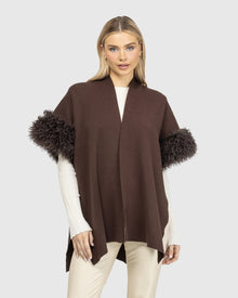 Knit Vest With Select Mongolian Shearling Lamb Trim (Tg) | Brown