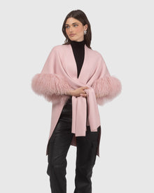 Knit Vest With Select Mongolian Shearling Lamb Trim (Tg) | Blush