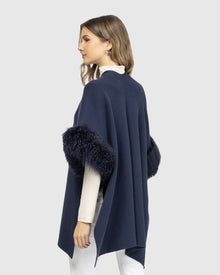 Knit Vest With Select Mongolian Shearling Lamb Trim (Tg) | Navy