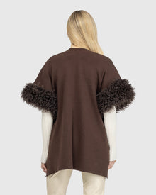 Knit Vest With Select Mongolian Shearling Lamb Trim (Tg) | Brown