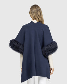 Knit Vest With Select Mongolian Shearling Lamb Trim (Tg) | Navy