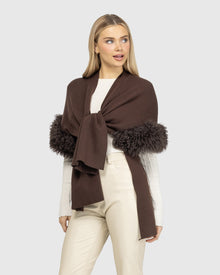 Knit Vest With Select Mongolian Shearling Lamb Trim (Tg) | Brown