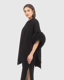 Knit Vest With Select Mongolian Shearling Lamb Trim (Tg) | Black