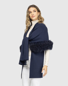 Knit Vest With Select Mongolian Shearling Lamb Trim (Tg) | Navy