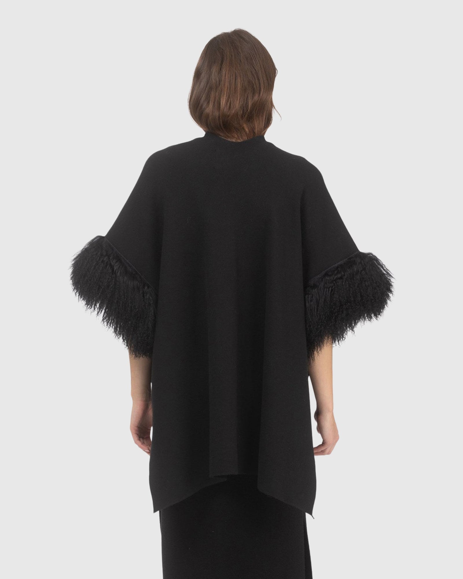 Knit Vest With Select Mongolian Shearling Lamb Trim (Tg) | Black