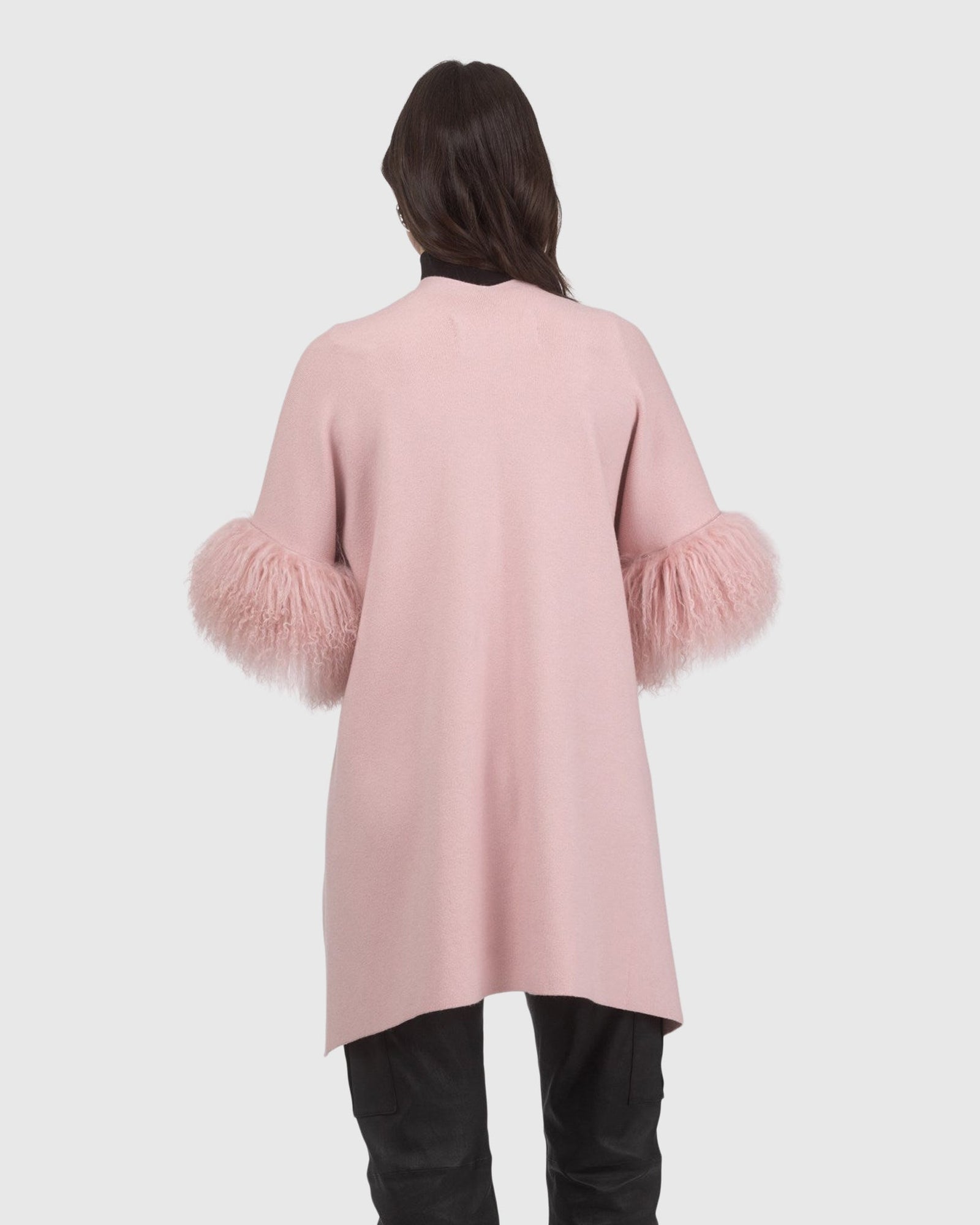 Knit Vest With Select Mongolian Shearling Lamb Trim (Tg) | Blush