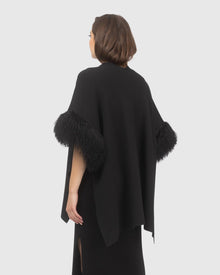 Knit Vest With Select Mongolian Shearling Lamb Trim (Tg) | Black