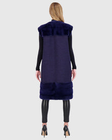 Knit Wool Vest With Mink Trim | Admiral Blue