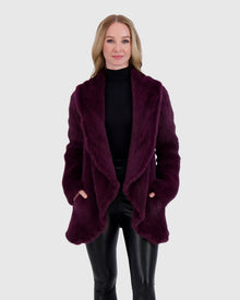 Knitted Mink Ruffle Jacket | Bordeaux