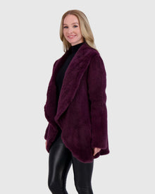 Knitted Mink Ruffle Jacket | Bordeaux