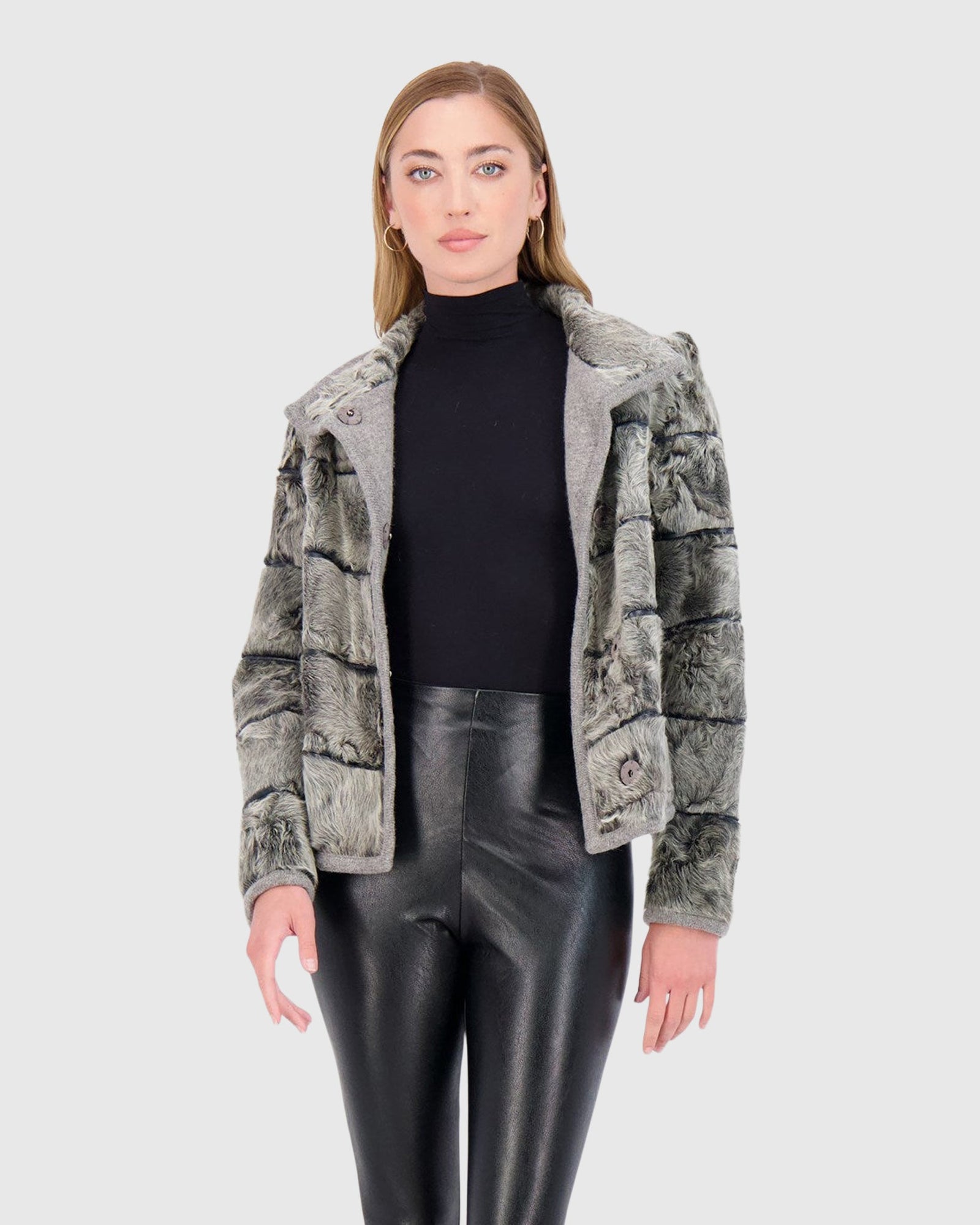 Lamb Horizontal Jacket With Knit Lining | Light Gray