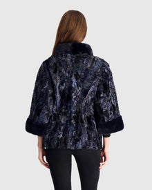 Lamb Jacket With Mink Stand Collar | Sky Blue