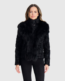 Lamb Sections Jacket With Fox Trim | Black